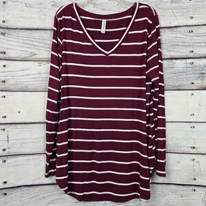 Zenana Premium Womens Striped Long Sleeve Top 2X